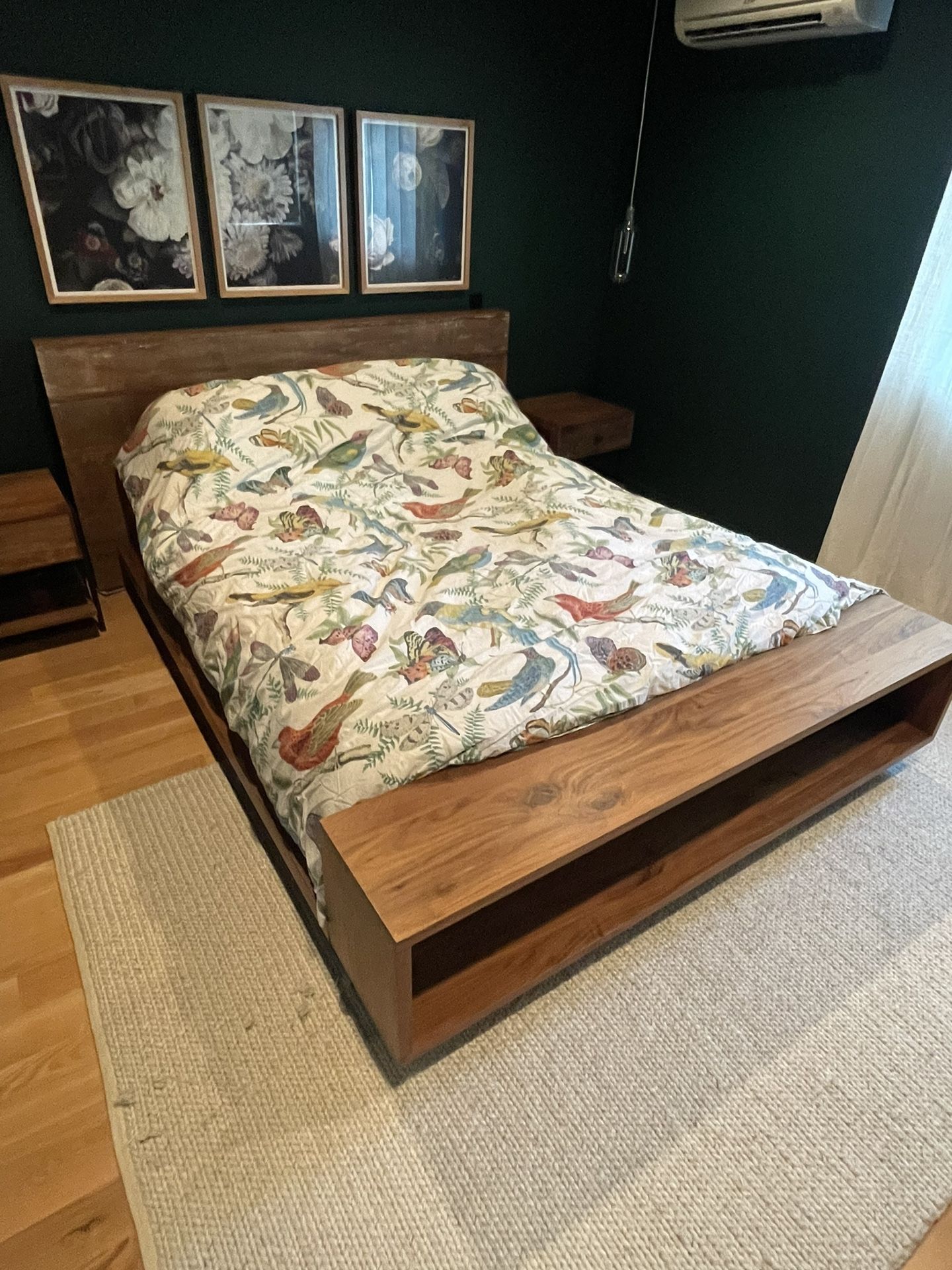 Queen Size Crate & Barrel Atwood Bed With Bookcase