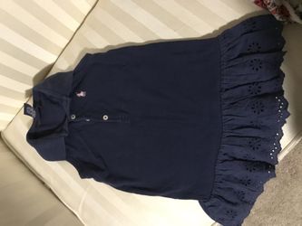 Ralph Lauren Girls Dress Navy With Pink Polo Man