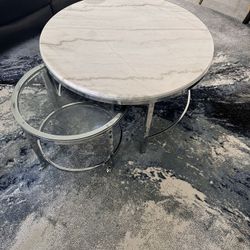 Living Room Table Set Marble Stainless STEEL 