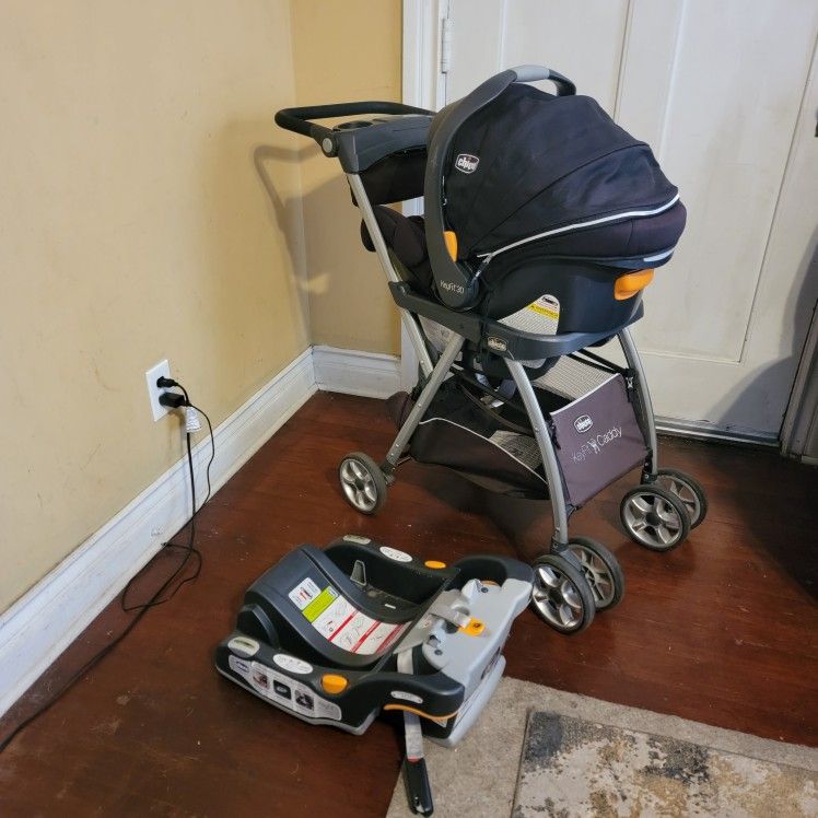 2 In 1 Travel System Dual Ride Chicco Key Fit 30 Car Seat Plus Base And Caddy Frame Stroller