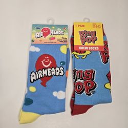 Air Heads Ring Pops Candy Novelty Crew Socks Size Adult Unisex New With Tags 