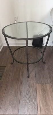 Round Glass Top Metal Side Table