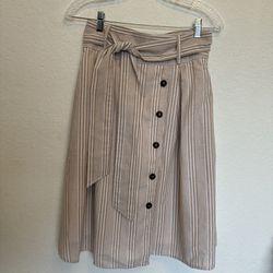 Women's Midi Skirt With Buttons And Belt Size S - 100% Cotton