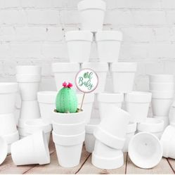 60 Pcs White Terracotta Pot - 2.5 Inch