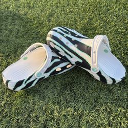 Crocs Classic Clogs - White, Black, and Green