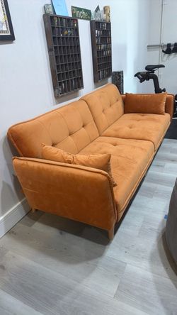 Sofá Moderno Color Terracota / Naranja – Excelente Condición
