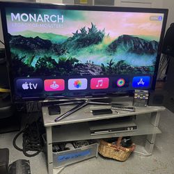 55” Samsung Tv With A Brand New Fire Stick And Apple Tv It Comes With Original Remote Control perfect for garage or game room