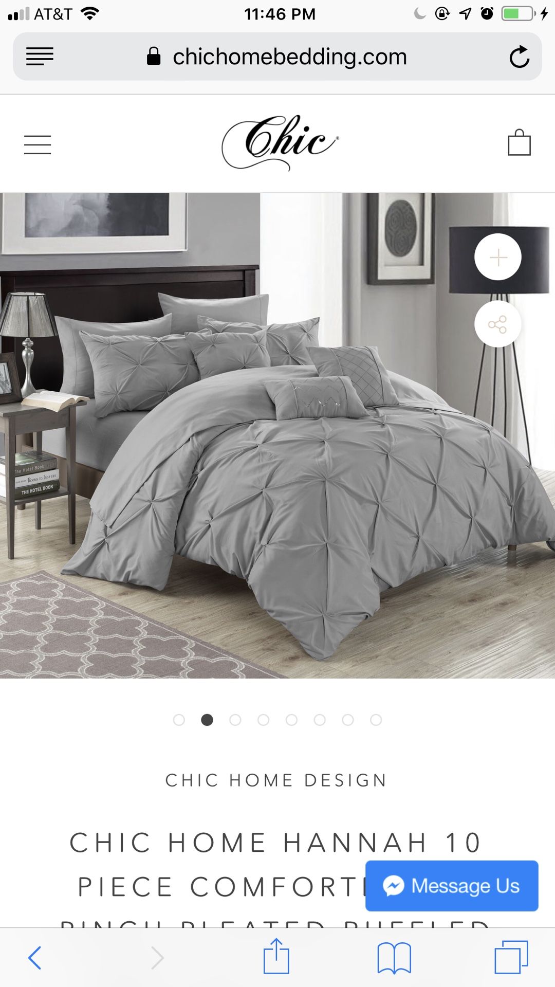 CHIC HOME HANNAH 10 PIECE COMFORTER SET PINCH PLEATED RUFFLED BED IN A BAG  SILVER queen for Sale in Houston, TX OfferUp