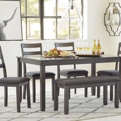Beautiful Dining Room Set With 4 Cushioned Chairs And Bench