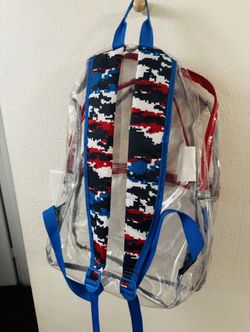 Clear Backpack with Printed Straps & Front Diamond Lash Tab