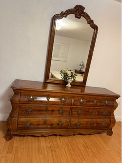 Luxury Burl Wood Bedroom Set – Armoire, Dresser, Mirror, Headboard & Nightstand