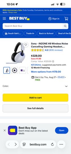 Sony - INZONE H9 Wireless Noise Cancelling Gaming Headset