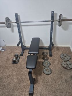 Weight Bench, Bar and Weights