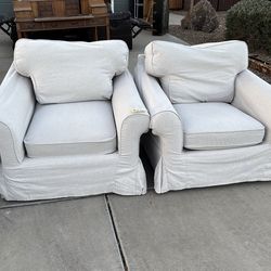 Crate & Barrel chairs with IKEA slip covers