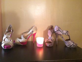 Size 11 worn once snakeskin Nine West heels