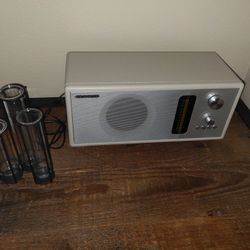 Radio and vase