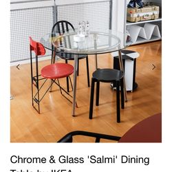 IKEA CHROME AND GLASS SALMI DINING TABLE SET WITH FOUR CHAIRS BRORINGE