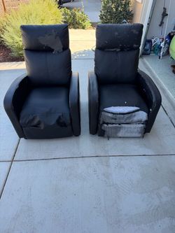Black Faux Leather Recliner Chairs – Set of 2