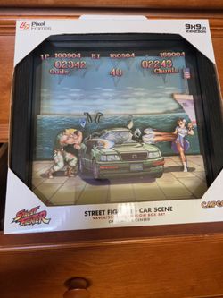 Pixel Frames: Street Fighter II – Car Scene 3D Shadow Box Art (9" x 9" /
