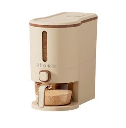 UFORU Rice Dispenser 13 LB,Airtight Storage Container With Measuring Cup Brwon Rice Holder,Sealed Design Helps Protect Rice,Cereal,Beans and Dry Foods