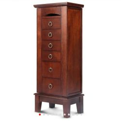 Wooden Jewelry Cabinet Storage Organizer with 6 Drawers