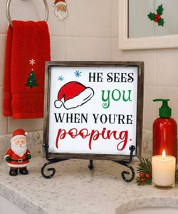 Christmas Bathroom Sign With Holder