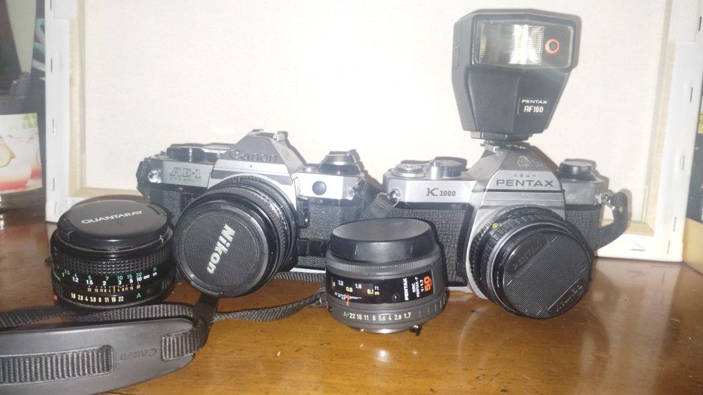 Canon AE-1 AND Pentax K1000 Bundle 