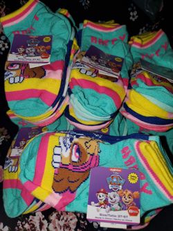 2 Packs of Paw Patrol Children's Asst Socks with No Slip Bottoms