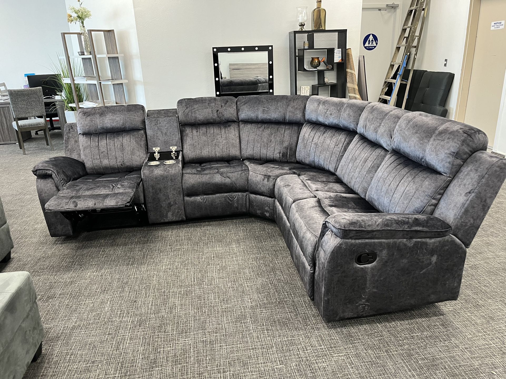 Gray Sofa Sectional Recliner Set - Free Delivery Promo 