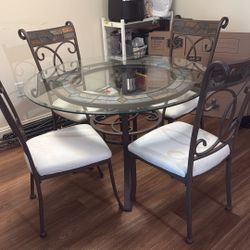 48 Inch Glass Table 4 Chairs