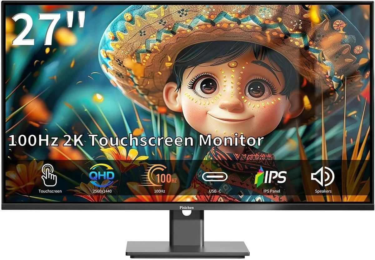 Touchscreen Monitor 27 Inch 2K 100Hz Gaming Monitor, QHD 2560x1440 IPS PC Monitor, 10-Point Multi Touch Screen Computer Monitor#2853H Y