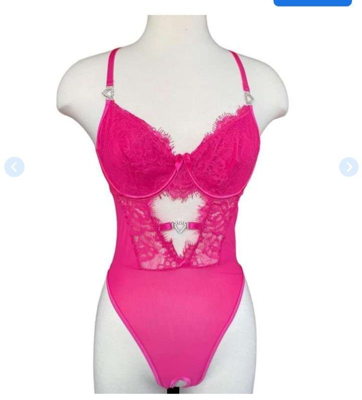 Deep V Lace Teddy One Piece Mini Bodysuit