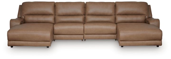 DeepWakes Caramel 4-Piece Reclining Sectional with Double Chaise