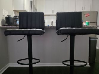 Set of 2 Black Adjustable Bar Stools