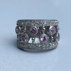 Lovely Women's Sterling Silver Pink Tourmaline Birthstone Ring, Size 6