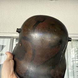 Beautiful WW1 Camo Stamped M16 German Camo Helmet with A Repro Liner
