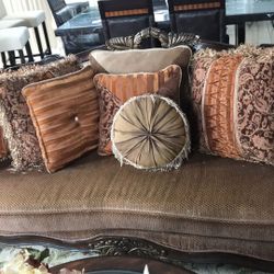 Living room set, sofa, love seat, side chairs, coffee table, sofa table and end tables