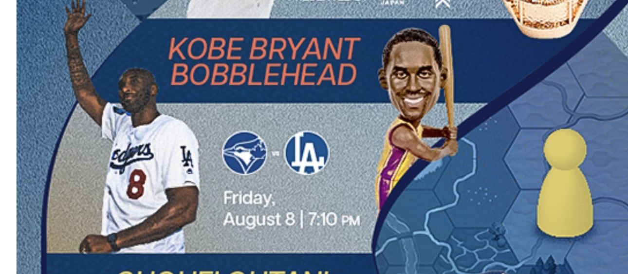 Dodgers Vs Bluejays August 8 Kobe Bryant Bobblehead Night