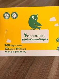 Dorahoney Cotton Wipes 12 Packs of 64