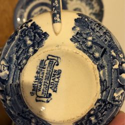 Antique Adams England Tea Cup And Saucer blue And 