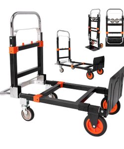 3-in-1 Hand Truck Dolly, Folding Platform Cart for Warehouse 660LBS