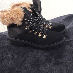 Brand New Black Boots W/fur Size 10