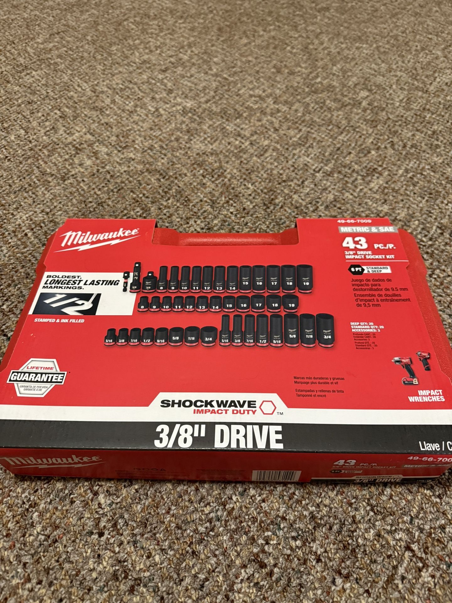 Milwaukee 43 Pc. Impact Socket Set 3/8 In. Drive
