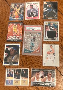 10 card lot rookie lot featuring multiple superstars including Kobe Bryant 1996 Stadium club rookie card