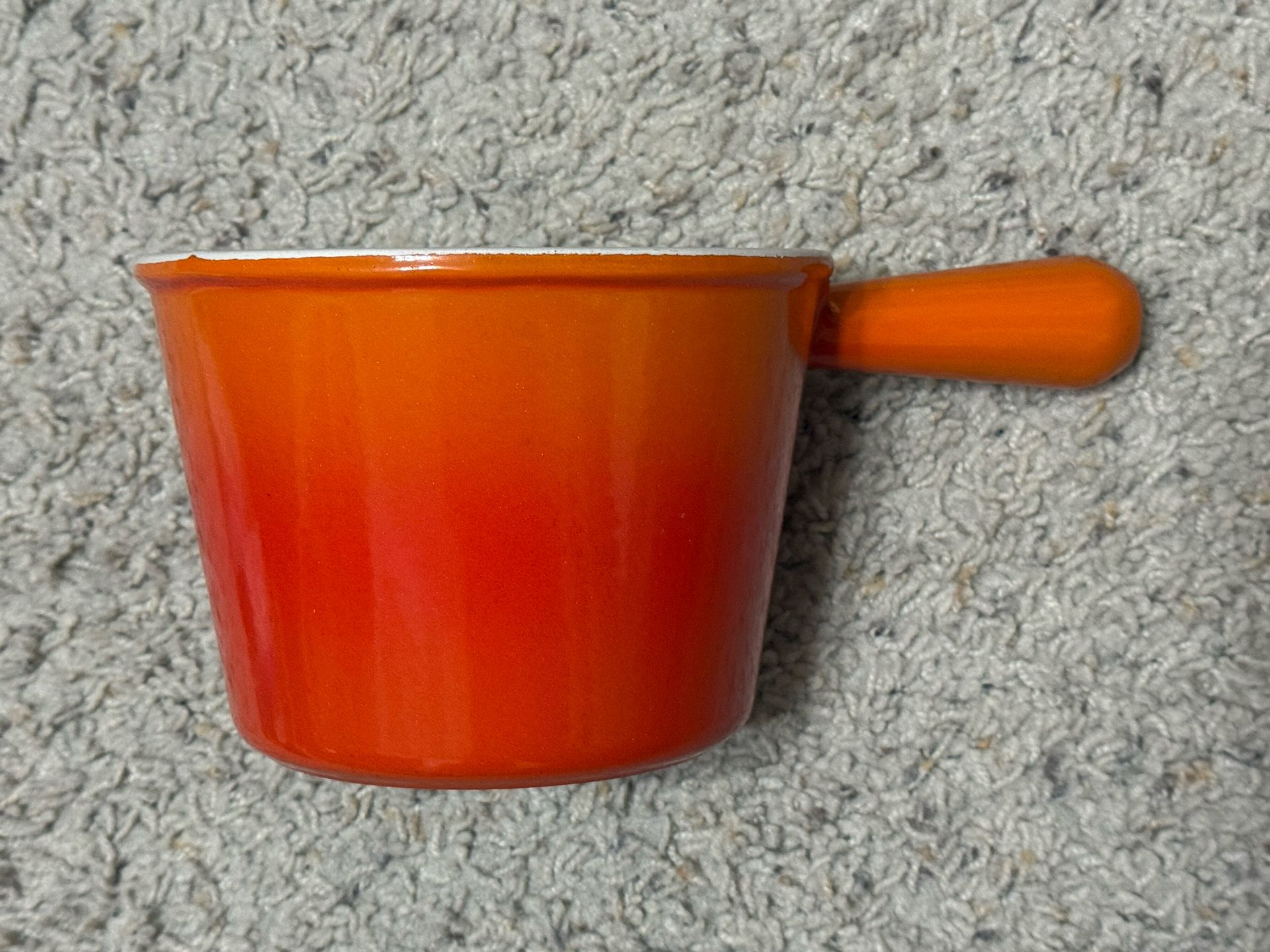 Vintage Le Creuset Fondu Sauce Pot Flame Orange