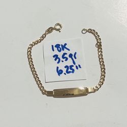 18K Yellow Gold ID Bracelet For Wedding 3.5Gr 6.25 Inches Long 