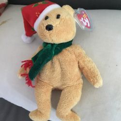 TY Christmas Santa Beanie Baby Bear- New with Tag - Never Played With