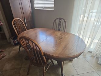 Wood Oval Dining Table with 3 Chairs