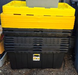 10 pcs 38 gallon black storage boxes with yellow lids