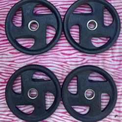 SET OF RUBBER OLYMPIC EASY GRIP PLATES (PAIRS OF)  :  45s  &  35s 